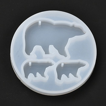 Polar Bear Silicone Pendant Molds, Resin Casting Molds, UV Resin & Epoxy Resin Jewelry Making, White, 69x8mm, Hole: 1.5mm, Polar Bear: 33x51mm and 15x25mm