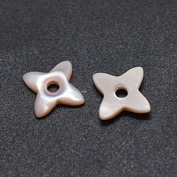 Pink Shell Beads, Star, 7x7x1.5mm, Hole: 1.6mm