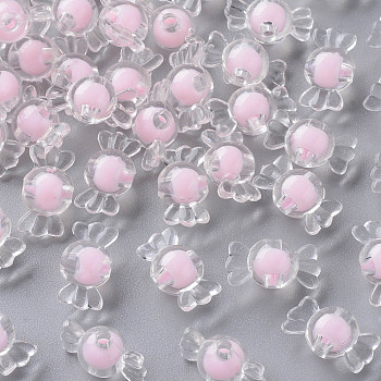 Transparent Acrylic Beads, Bead in Bead, Candy, Pink, 9x17x8.5mm, Hole: 2mm, about 960pcs/500g
