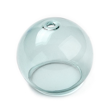 Transparent Glass Bead Cone, for Wind Chimes Making, Half Round, Cadet Blue, 25x21.5mm, Hole: 2mm, Inner Diameter: 16mm