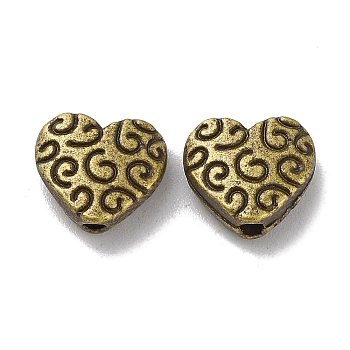 Tibetan Style Alloy Beads, Cadmium Free & Lead Free, Heart, Antique Bronze, 8.5x9x6.5mm, Hole: 1.5mm, about 1111pcs/1000g