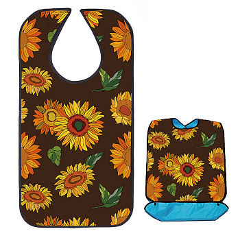 Washable Canvas Adult Bibs for Eating, Reusable Eating Cloth for Clothing Protector, Flower Pattern, 860x460mm
