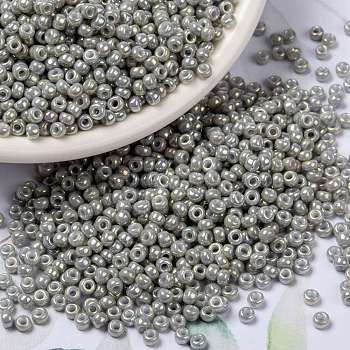 MIYUKI Round Rocailles Beads, Japanese Seed Beads, (RR1866) Opaque Gray Luster, 8/0, 3mm, Hole: 1mm, about 422~455pcs/bottle, 10g/bottle