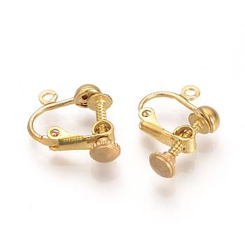 Brass Screw Clip-on Earring Setting Findings, Spiral Ear Clip, Nickel Free, Raw(Unplated), 16x14x5mm, Hole: 1mm
