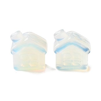 Opalite Carved House Figurines, for Home Office Desktop Feng Shui Ornament, 24x17x25.5mm
