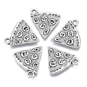 Rack Plating Tibetan Style Alloy Pendants, Lead Free & Nickel Free & Cadmium Free, Pizza, Antique Silver, 22x19x1.5mm, Hole: 2mm, about 555pcs/1000g