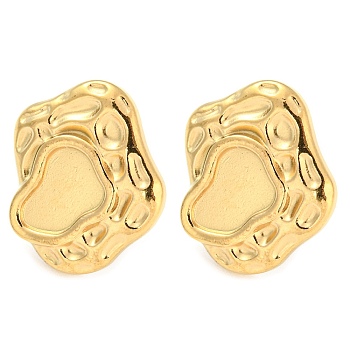 304 Stainless Steel Stud Earring Findings, Polygon Earring Settings, Real 18K Gold Plated, 19x15.5mm, Tray: 9x6.5mm