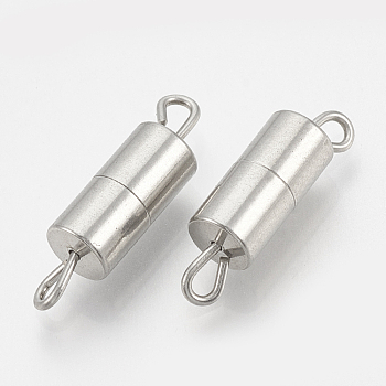 201 Stainless Steel Screw Clasps, Column, Stainless Steel Color, 17.5~18x5mm, Hole: 1.5x2mm