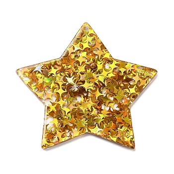 Acrylic with Paillettes Pendants, Star, Goldenrod, 42.5x45.5x2mm, Hole: 1.6mm