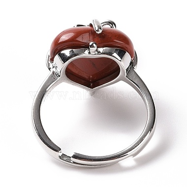 Сердце из драгоценных камней с регулируемым кольцом с бантом(RJEW-P031-02P)-5