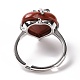 Сердце из драгоценных камней с регулируемым кольцом с бантом(RJEW-P031-02P)-5