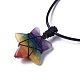 Adjustable Natural Mixed Stone Star Pendant Necklace(NJEW-B086-03M)-3