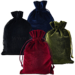 4Pcs 4 Colors Rectangle Velvet Drawstring Pouches, Candy Gift Bags Christmas Party Wedding Favors Bags, Mixed Color, 19.5x13x0.5cm, 1pc/color(TP-CN0001-35B)