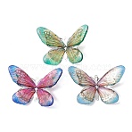 3Pcs 3 Colors Epoxy Resin & 304 Stainless Steel 3D Butterfly Connector Charms, Stainless Steel Color, Mixed Color, 41.5x61x13mm, Hole: 1.6mm, 1pc/color(PALLOY-TA00400)