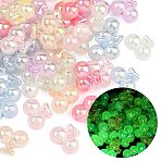 Luminous Opaque Acrylic Beads, Iridescent, Cherry, Glow in the Dark, with Glitter Powder, Mixed Color, 18x21.5x11.5mm, Hole: 2.5mm(MACR-K361-52)