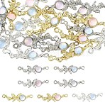 18Pcs 6 Colors Alloy & Glass Butterfly Connector Charms, Lead Free & Cadmium Free & Nickel Free, Rack Plating, Mixed Color, 10x34x6mm, Hole: 2mm, 3pcs/color(FIND-YW0011-89)