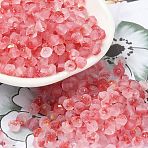 Frosted Glass Beads, Bicone, with Gold Foil, Faceted, Light Coral, 4.5x3.5mm, Hole: 1mm, 14285pcs/1000g(FGLA-D300-01C)