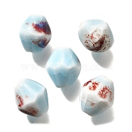 Handmade Porcelain Beads, Rhombus, Aqua, 11.5x10mm, Hole: 2mm(PORC-H013-01-01)