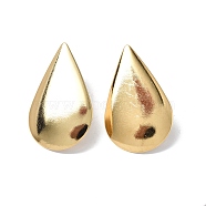 Ion Plating(IP) 304 Stainless Steel Stud Earring Findings, with Vertical Loops and Ear Nuts, Teardrop, Real 18K Gold Plated, 29.5x18.5mm, Hole: 3.5mm, Pin: 0.7mm(STAS-F286-07G)