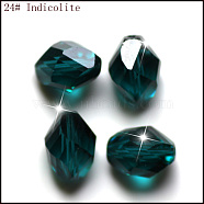 Imitation Austrian Crystal Beads, Grade AAA, Faceted, Bicone, Dark Cyan, 10x13mm, Hole: 0.9~1mm(SWAR-F077-13x10mm-24)