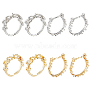 8Pcs 4 Style Rack Plating Brass Open Cuff Ring Settings, for Half-drilled Beads, Long-Lasting Plated, Heart Leaf & Crown, Platinum & Golden, Inner Diameter: 18mm, 2Pcs/style(KK-FH0006-84)