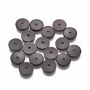304 Stainless Steel Spacer Beads, Flat Round, Electrophoresis Black, 8x0.8mm, Hole: 1.2mm(STAS-G200-02B-B)