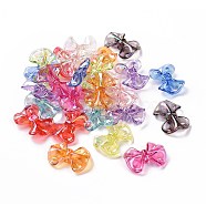 Transparent Acrylic Imitation Shell Beads, Bowknot, Mixed Color, 23~23.5x31~32x9mm, Hole: 2.5mm(OACR-P011-03L)