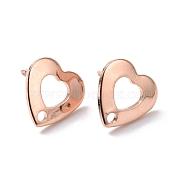 201 Stainless Steel Stud Earring Findings, with Hole and 316 Stainless Steel Pin, Heart, Real Rose Gold Plated, 11x11mm, Hole: 1.6mm, Pin: 0.7mm(STAS-K241-17RG)