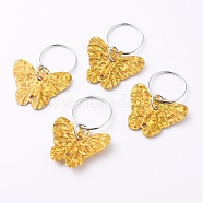 Plastic Paillette/Sequin Hair Braid Rings Pendants, Hair Clip Headband Accessories, Butterfly, Gold, 28mm(KEYC-TAC0001-02G)