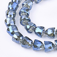 Electroplated Glass Beads, Faceted, Bell, Marine Blue, 10.5~11x9mm, Hole: 1mm(X-EGLA-T016-01-B01)