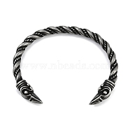 Viking 304 Stainless Steel Twisted Eagle Open Cuff Bangles for Men, Antique Silver, Inner Diameter: 2-3/4 inch(7cm), 9.5mm(BJEW-U001-02AS)