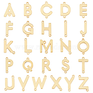 26Pcs 26 Styles Rack Plating Brass Connector Charms, Real 18K Gold Plated, Long-Lasting Plated, Cadmium Free & Nickel Free & Lead Free, Letter Links, Letter A~Z, Letter A~Z, 12~14x9.5~12.5x1.5mm, Hole: 1mm, 1pc/style(KK-FH0006-59)