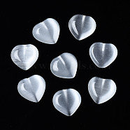 Transparent Cat Eye Beads, Heart, Clear, 14x14.5x3mm, Hole: 0.9mm(GLAA-S066-002)