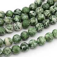 Gemstone Beads Strands, Green Spot Jasper, Round, about 10mm in diameter, hole: 1mm, about 39pcs/strand, 15.5 inch(X-GSR10mmC006)
