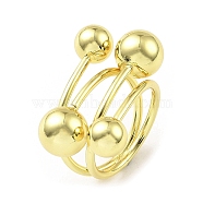 Rack Plating Brass Round Balls Open Cuff Ring, Long-Lasting Plated, Lead Free & Cadmium Free, Real 18K Gold Plated, US Size 10 1/2(20.1mm)(RJEW-H218-07G)