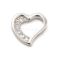 304 Stainless Steel Pendants, with Crystal Rhinestone, Heart Charms, Stainless Steel Color, 22.5x24x4.5mm, Hole: 4.5x10.5mm(STAS-K243-34P)