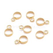 304 Stainless Steel Tube Bails, Loop Bails, Ring Shape with Loop, Real 18k Gold Plated, 8x5.5x1.5mm, Hole: 1.8mm(STAS-M289-02G)