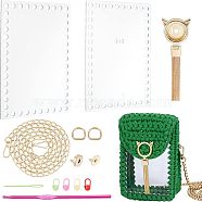 DIY Purse Making Kit, Including Bag Frames, Alloy Crochet Hook, Nail, Iron Screws & Findings, Plastic Needles, Bag Straps, Mixed Color, 2.2~116x0.45~11x0.25~1.3cm, Hole: 6mm, 14pcs/set(DIY-WH0019-37)