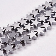 Electroplate Non-magnetic Synthetic Hematite Beads Strands, Star, Grade AAAA, Platinum Plated, 6x6x2mm, Hole: 1mm(X-G-J173-6x6mm-02)