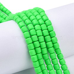 Handmade Polymer Clay Bead Strands, Column, Lawn Green, 6.5x6mm, Hole: 1.2mm, about 61pcs/strand, 15.75 inch(40cm)(CLAY-ZX006-01-128)