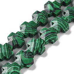 Synthetic Malachite Beads Strands, Faceted, Cross, 12~13x12~12.5x5~6mm, Hole: 1.4mm, about 17pcs/strand, 8.27 inch(21cm)(G-K357-C08-01)