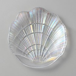 Shell Shape Glass Jewelry Plate, Storage Tray for Rings, Necklaces, Earring, Fruit Snack Plate, Clear AB, 137.5x132x30mm(AJEW-WH0513-01A)