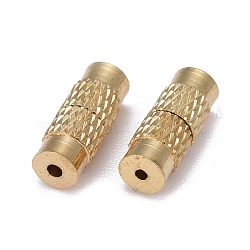 Brass Screw Clasps, Column, Light Gold, 12x4mm, Hole: 1mm(X-KK-G186-LG)