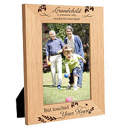 Natural Wood Photo Frames, for Tabletop Display Photo Frame, Rectangle with Word, Leaf Pattern, 152x102mm(DIY-WH0247-021)