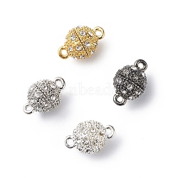 Alloy Rhinestone Magnetic Clasps, Oval, Mixed Color, 16x10mm, Hole: 1.5mm(X-RB-H116-2-M)