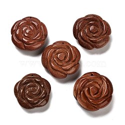 Synthetic Goldstone Carved Pendants, Flower Charms, 29~31x29~31x9~14mm, Hole: 1mm(G-Z088-01C)