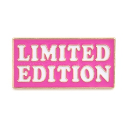 Word Limited Edition Enamel Pins, Alloy Brooches for Backpack Clothes, Pink, 30x15mm(JEWB-D279-02G)