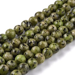 Natural White Jade Beads, Round, Dyed, Dark Olive Green, 6mm, Hole: 1mm, about 58~61pcs/strand, 37.5~38.5cm(G-J390-C01-06)
