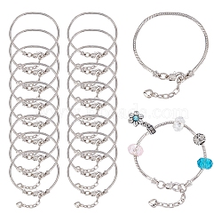 Brass European Style Bracelet Making, Platinum, 7-5/8 inch(195mm), 2.5mm, 20pcs/box(MAK-SC0001-09)