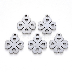 Tarnish Resistant 304 Stainless Steel Pendants, Laser Cut, Clovers, Stainless Steel Color, 17x14x1mm, Hole: 1.8mm(X-STAS-N092-06)